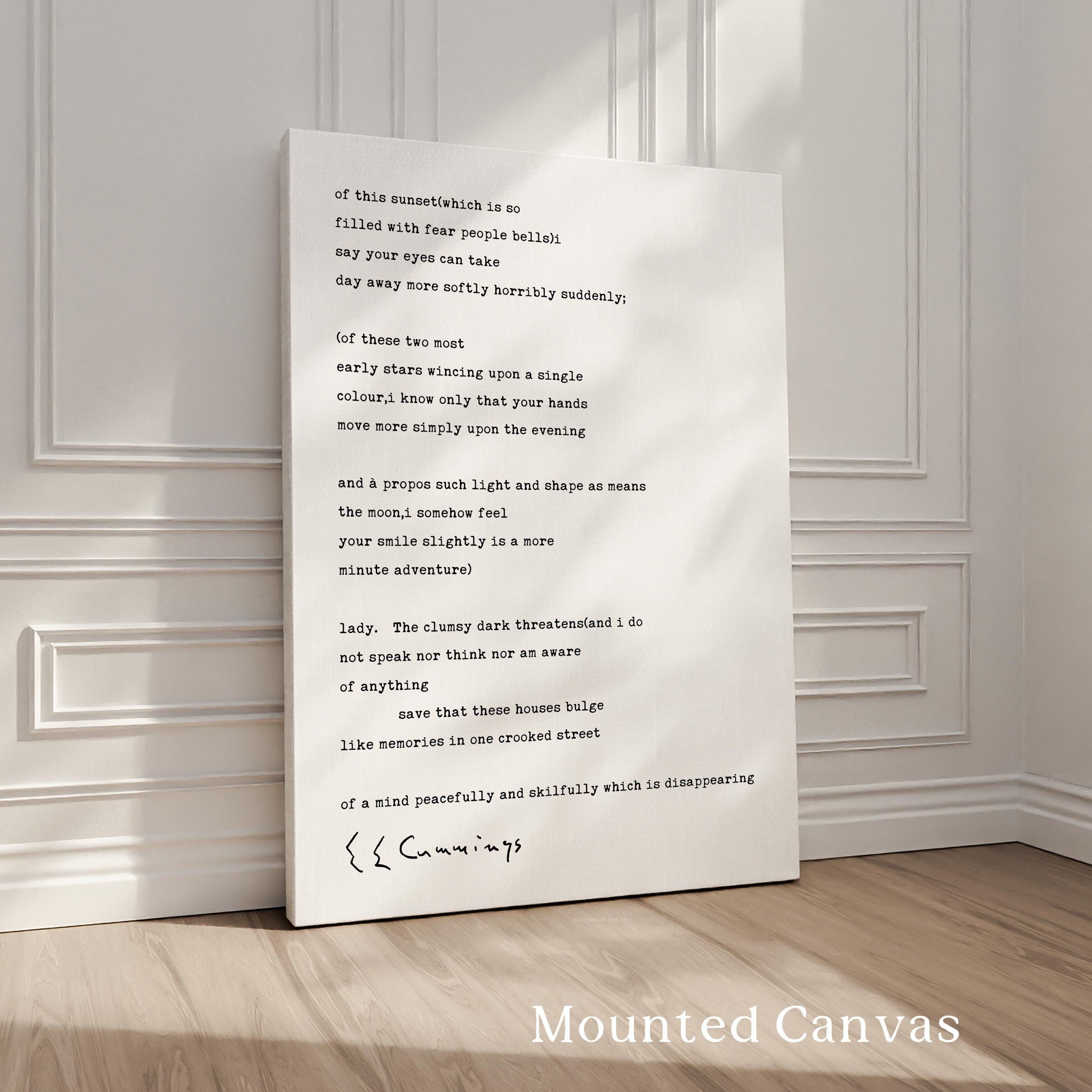 of this sunset(which is so filled with fear people bells) by E.E. Cummings Poem Typography Art Print (1925)
