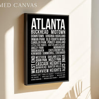 Atlanta Wall Art Print, Atlanta Neighborhood Poster, Buckhead Midtown Virginia Highland, ATL City Typography