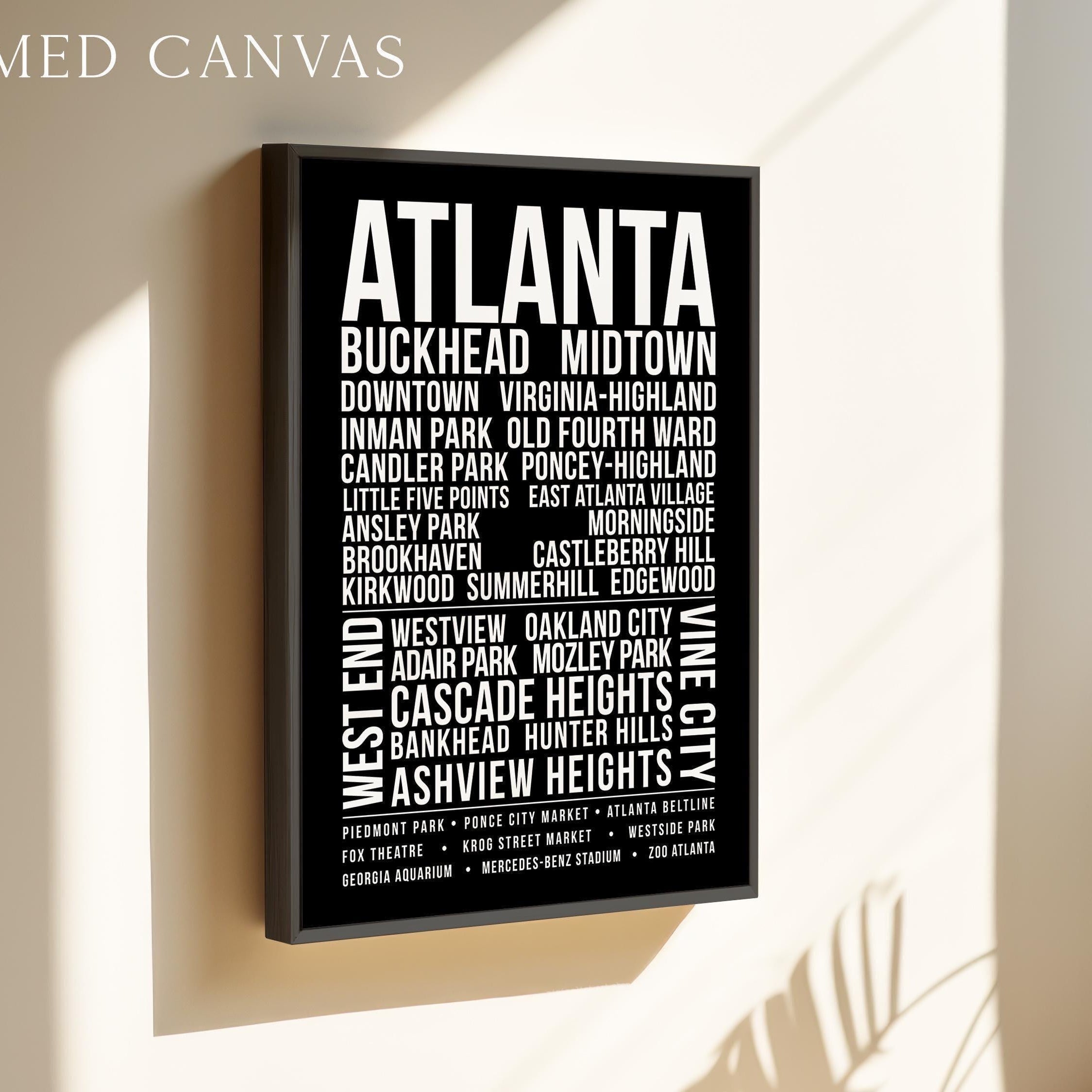 Atlanta Wall Art Print, Atlanta Neighborhood Poster, Buckhead Midtown Virginia Highland, ATL City Typography