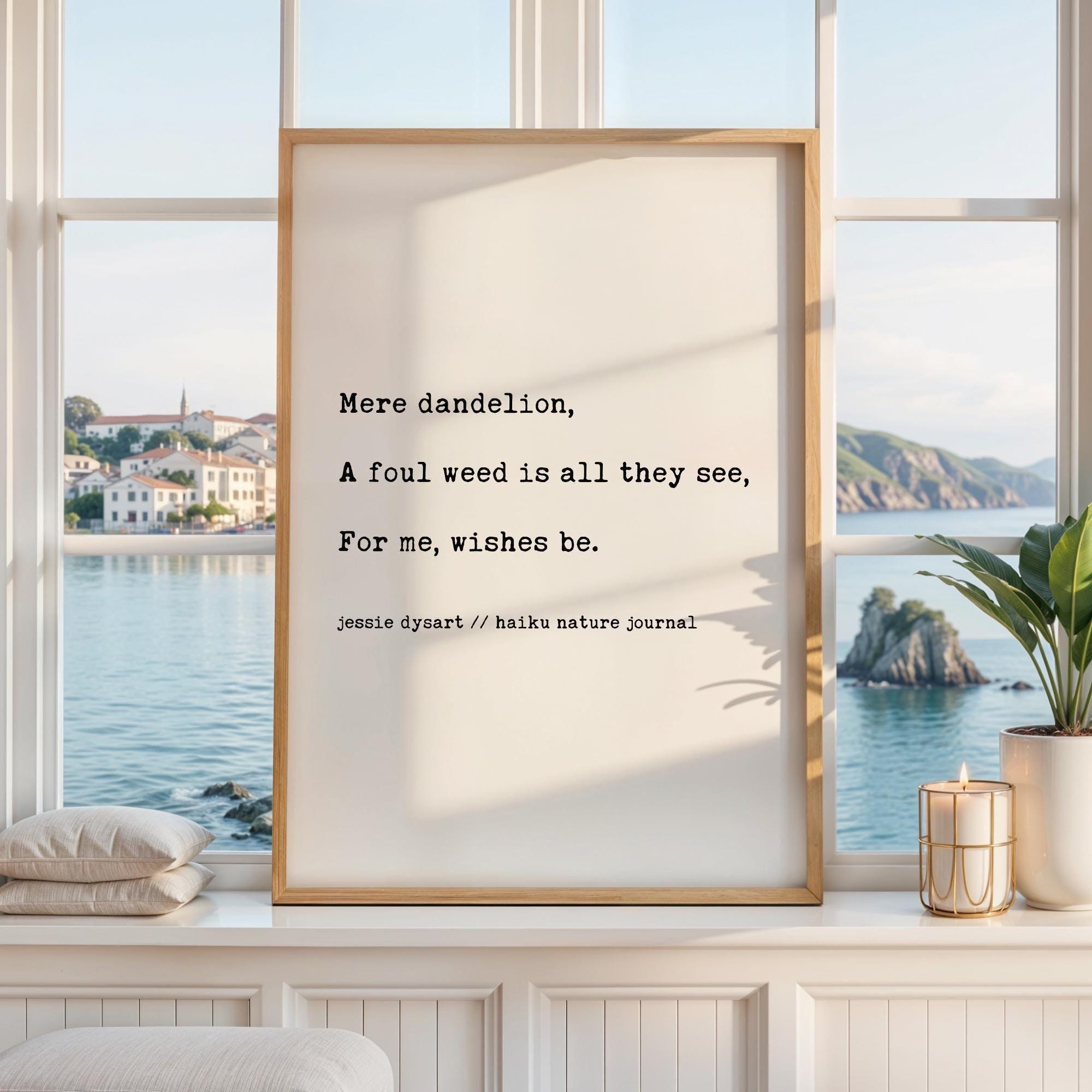 Dandelion Haiku Poem Print, Nature Typography, by Jessie Dysart , Encouragement Wall Art