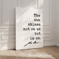 The sun shines not on us but in us., John Muir Quote Typography Art Print, Nature Lover