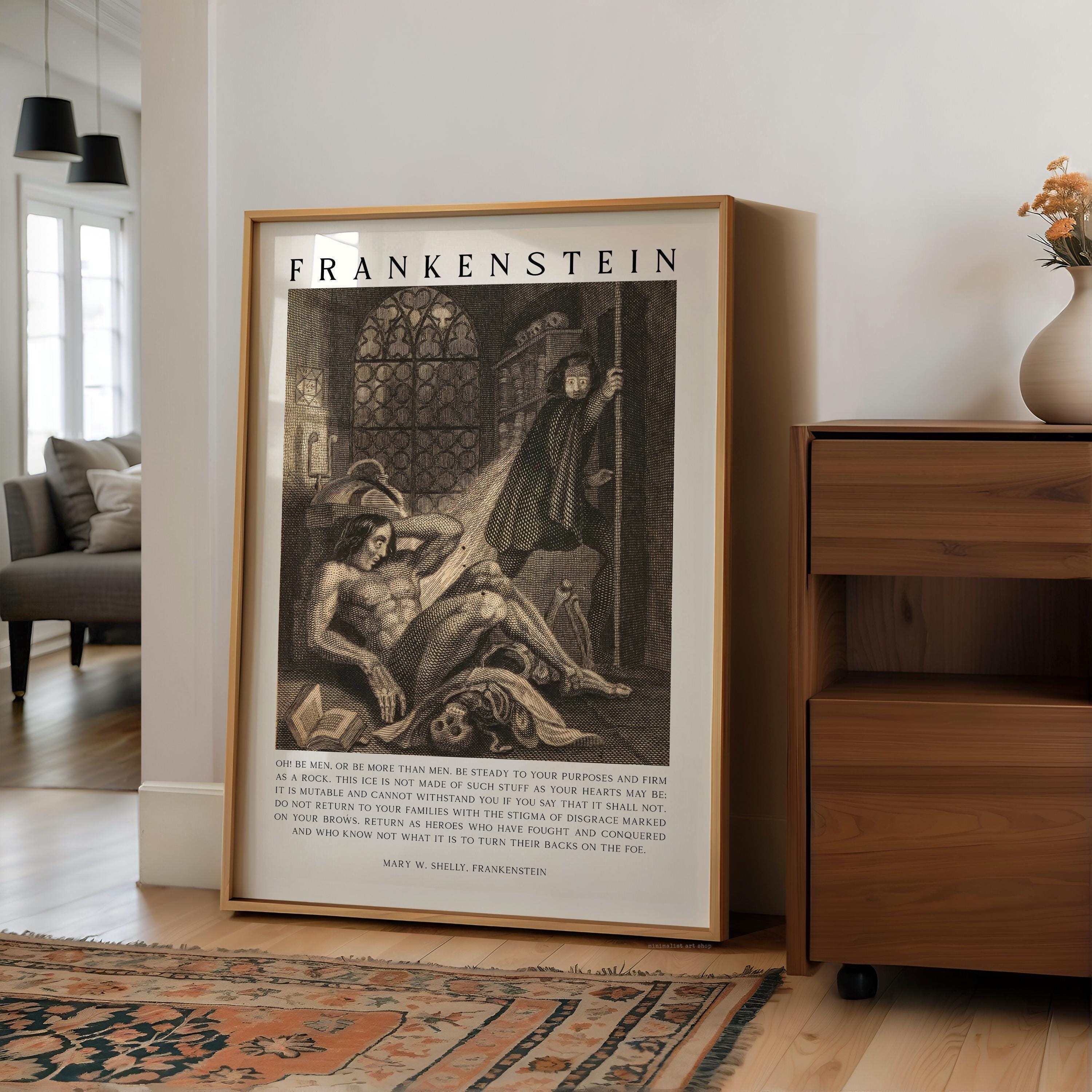 Mary Shelley Frankenstein Quote Wall Art, “Oh! Be Men...” Engraving by W. Chevalier Print