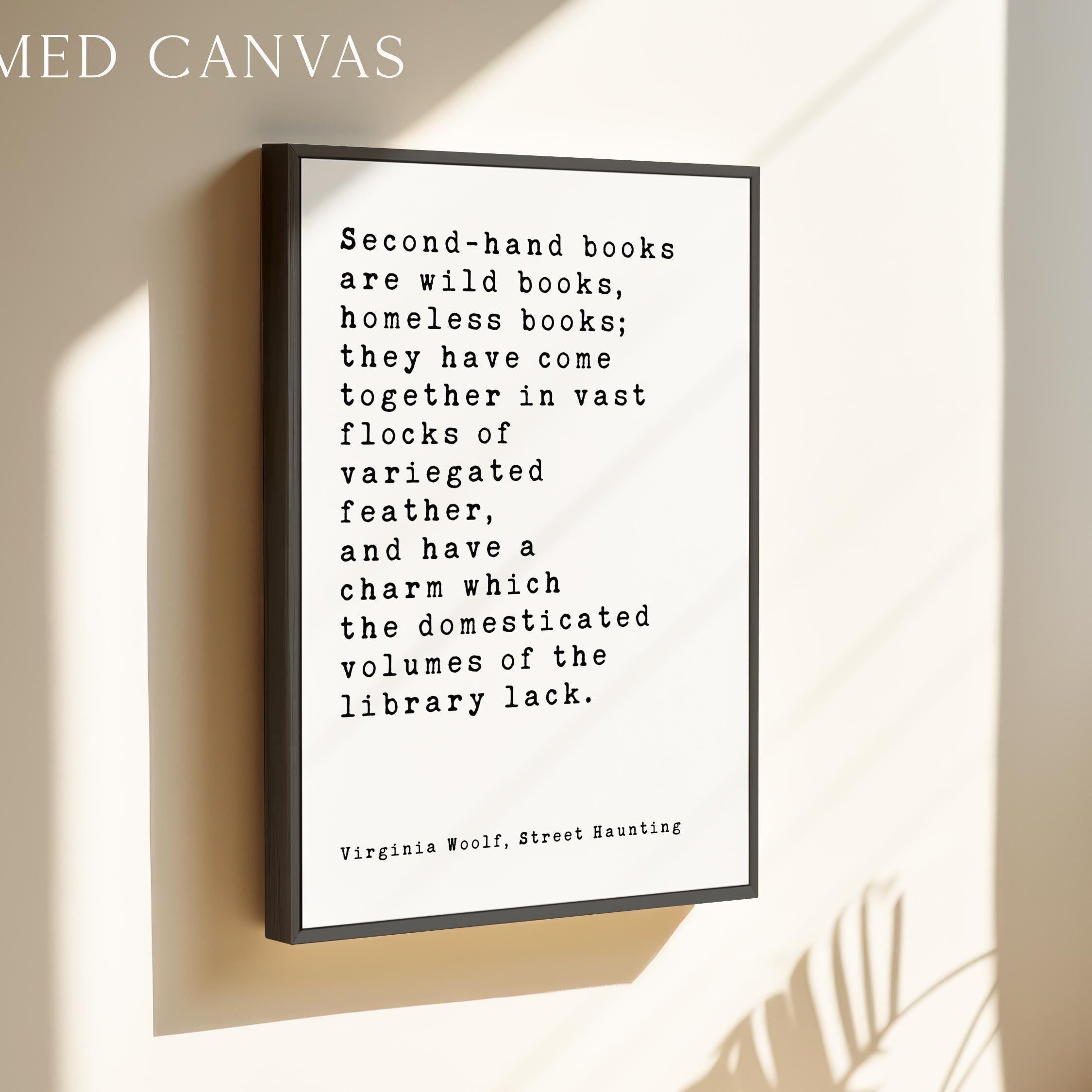 Virginia Woolf Quote Print, Second Hand Books Wall Art, Literary Typography, Book Lover Gift