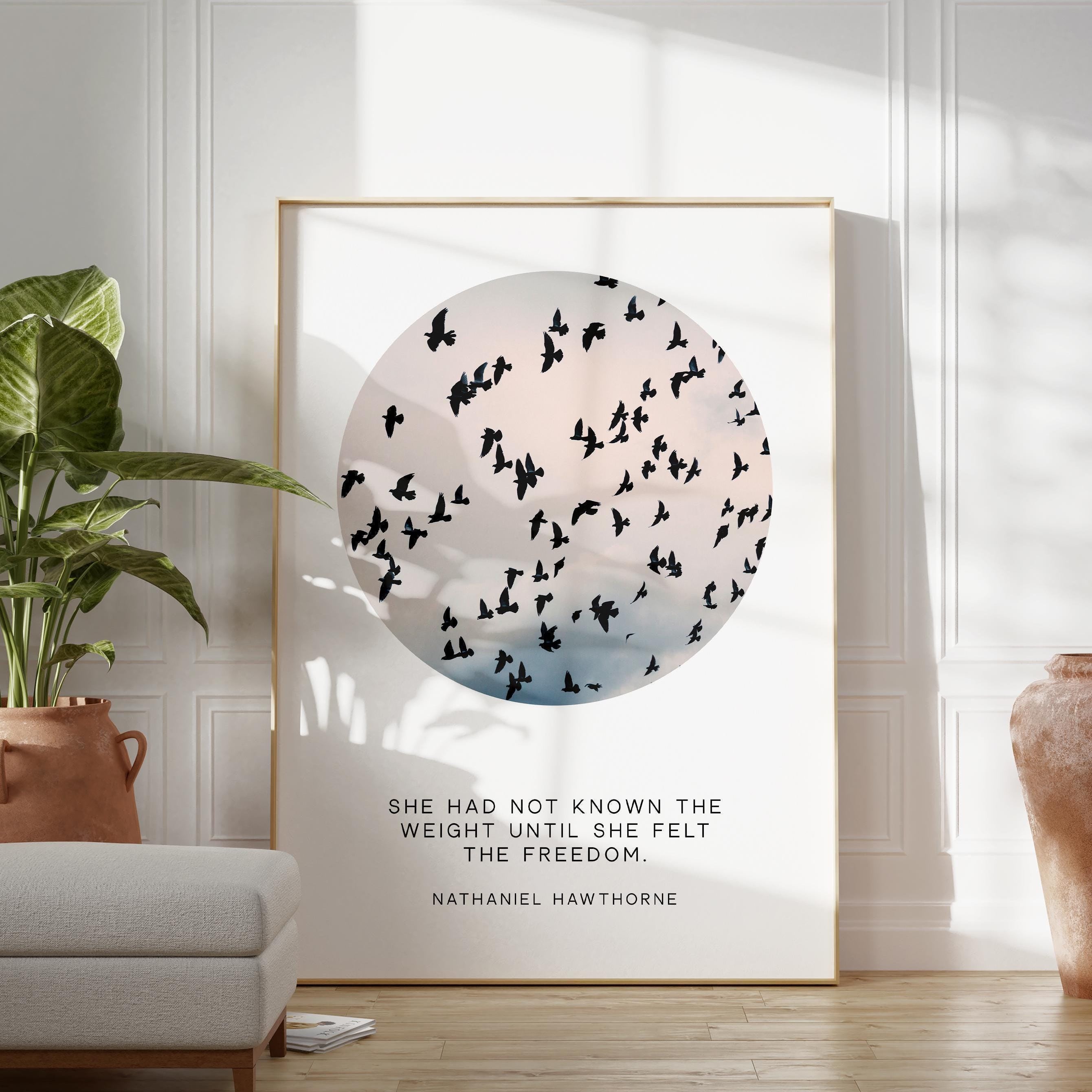 She had not known the weight until she felt the freedom. Nathaniel Hawthorne Quote, The Scarlet Letter, Typography Art Print (1850)
