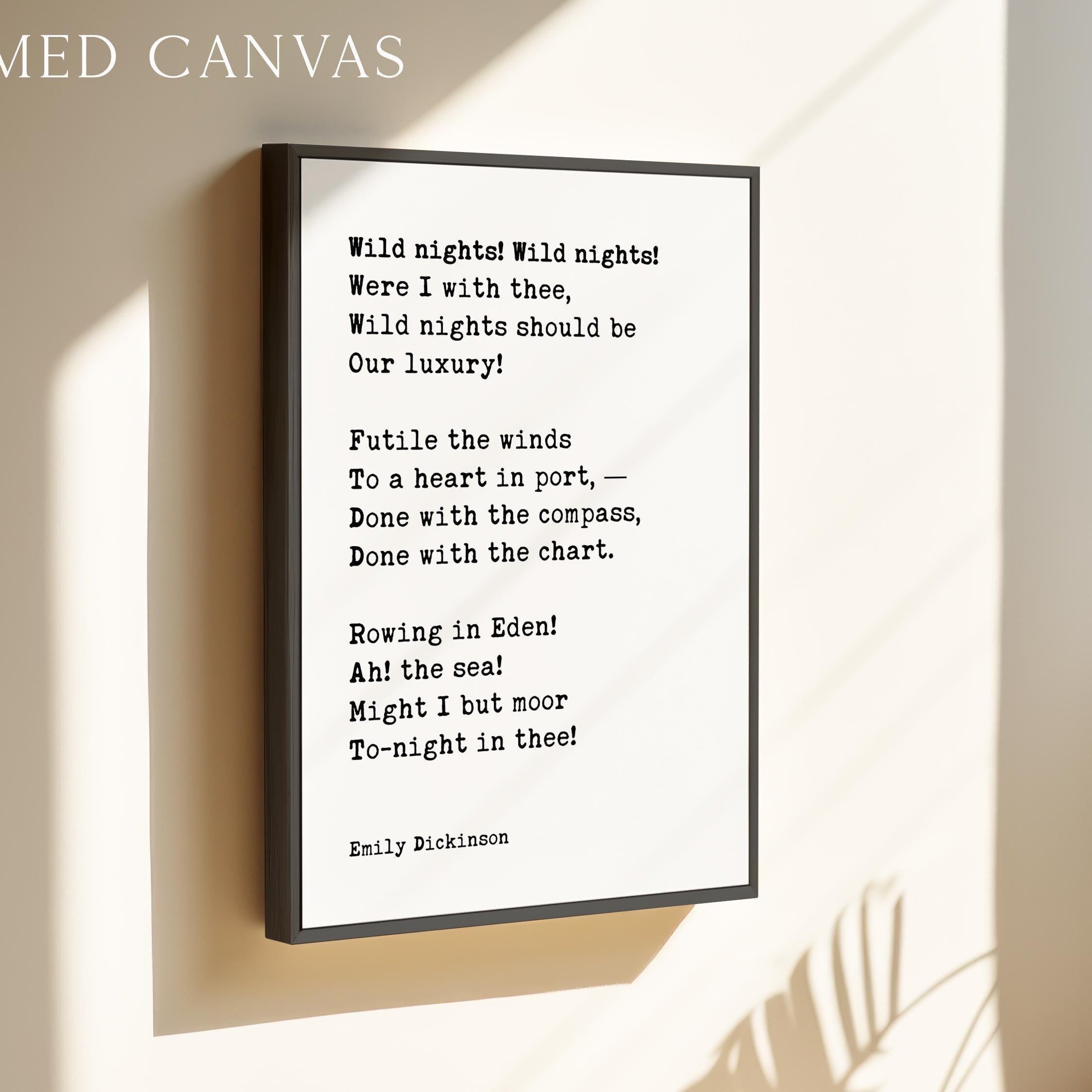 Wild Nights! Wild Nights!, Emily Dickinson Poem, Typography Art Print
