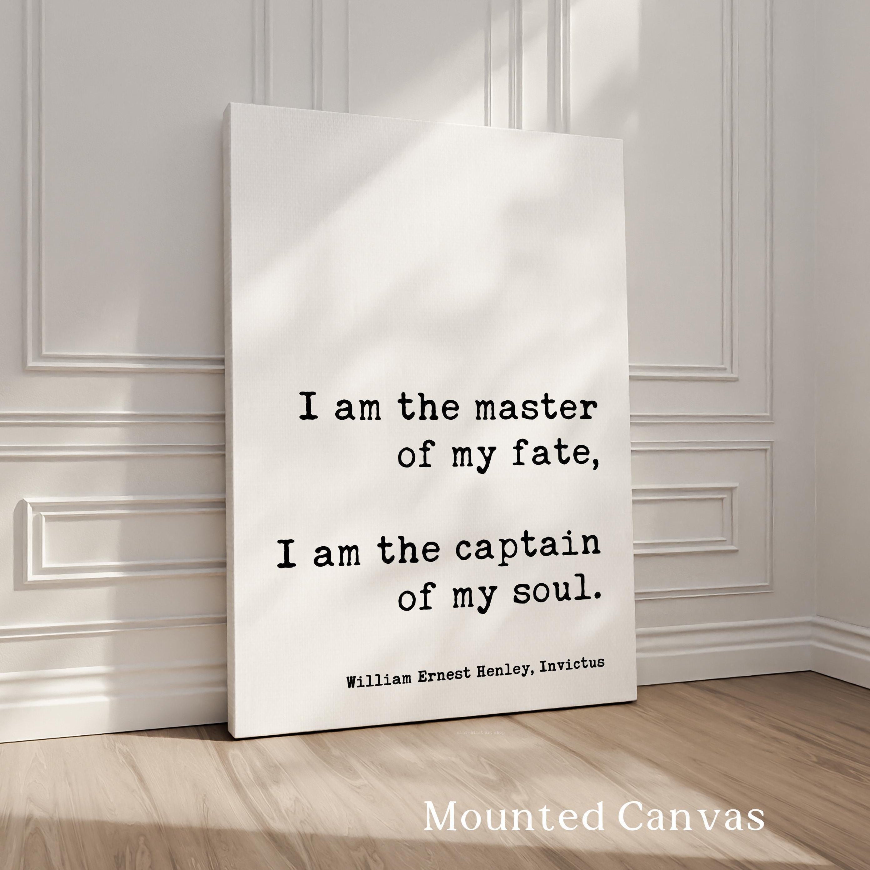 I Am the Captain of My Soul Typography Print, Invictus Quote by William Ernest Henley, Inspirational Literary Wall Art
