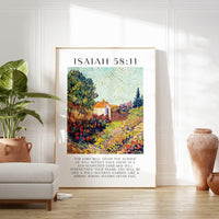 Isaiah 58:11, The Lord will guide you always; he will satisfy your needs ... Art Print - Featuring Landscape 1925-1928 - Vincent Van Gogh