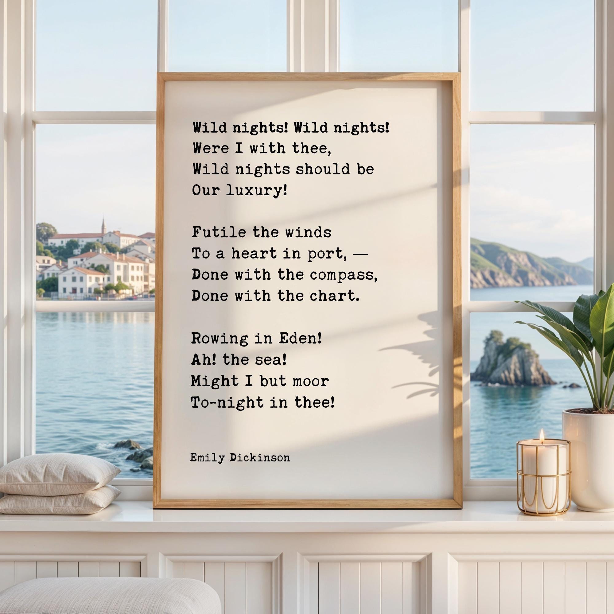 Wild Nights! Wild Nights!, Emily Dickinson Poem, Typography Art Print