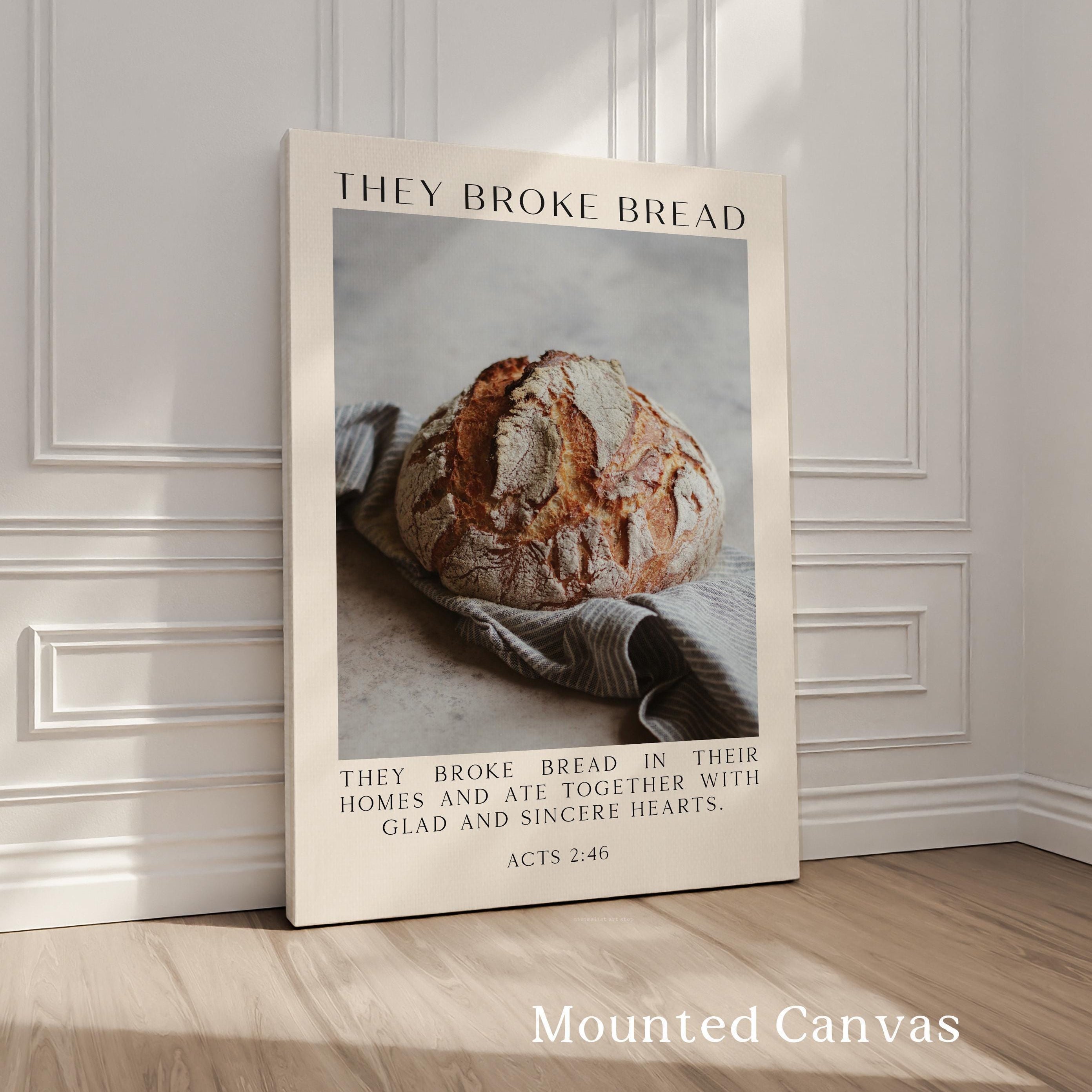 Acts 2:46, They Broke Bread in Their Homes Print, Biblical Wall Art Typography Christian Home & Kitchen Décor
