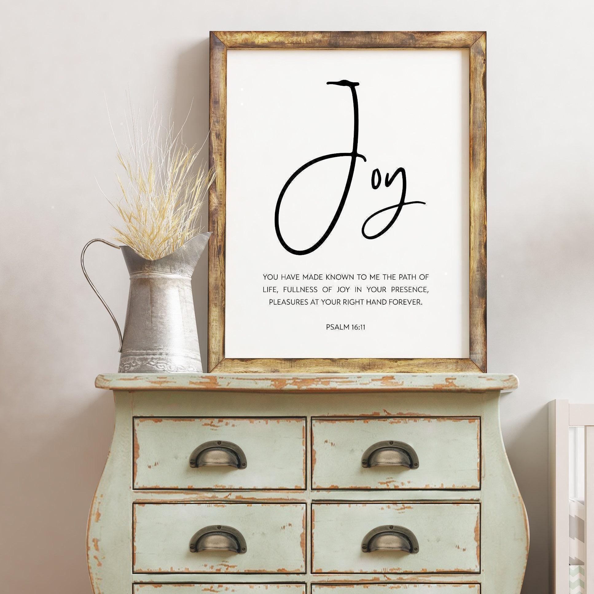 Psalm 16:11 Fullness Of Joy In Your Presence Art Print, Religious Scripture - Bible Verse Art - Modern Wall Art