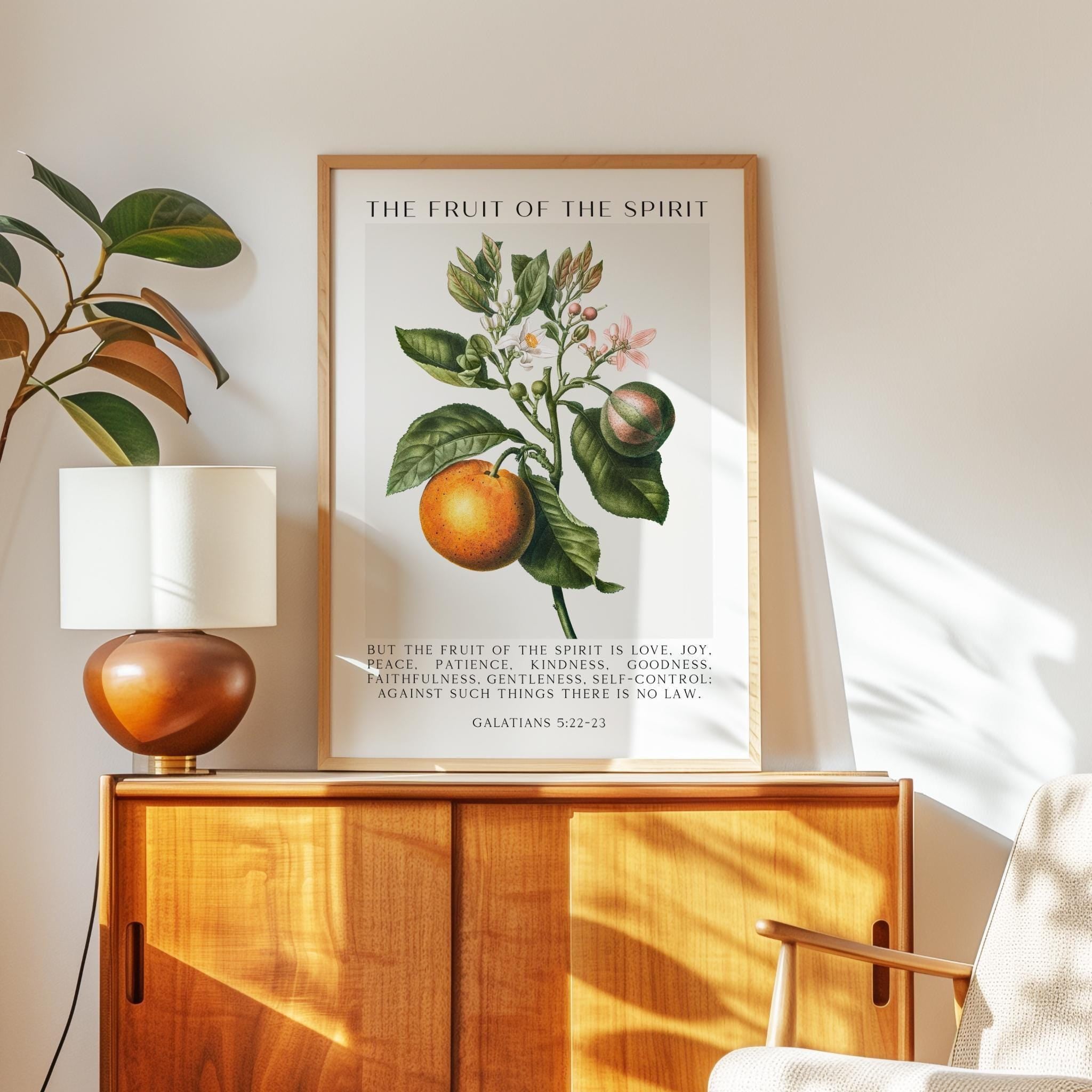 Fruit of the Spirit, Is Love, Joy, Peace, Patience, Kindness, Galatians 5:22-23, Art Print