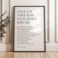 The Lord’s Prayer Print: Christian Scripture Wall Art, Give Us This Day