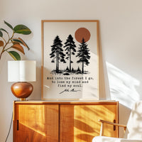 Into the Forest I Go Print, John Muir Quote, Nature Lover Typography Art, Hiking Decor