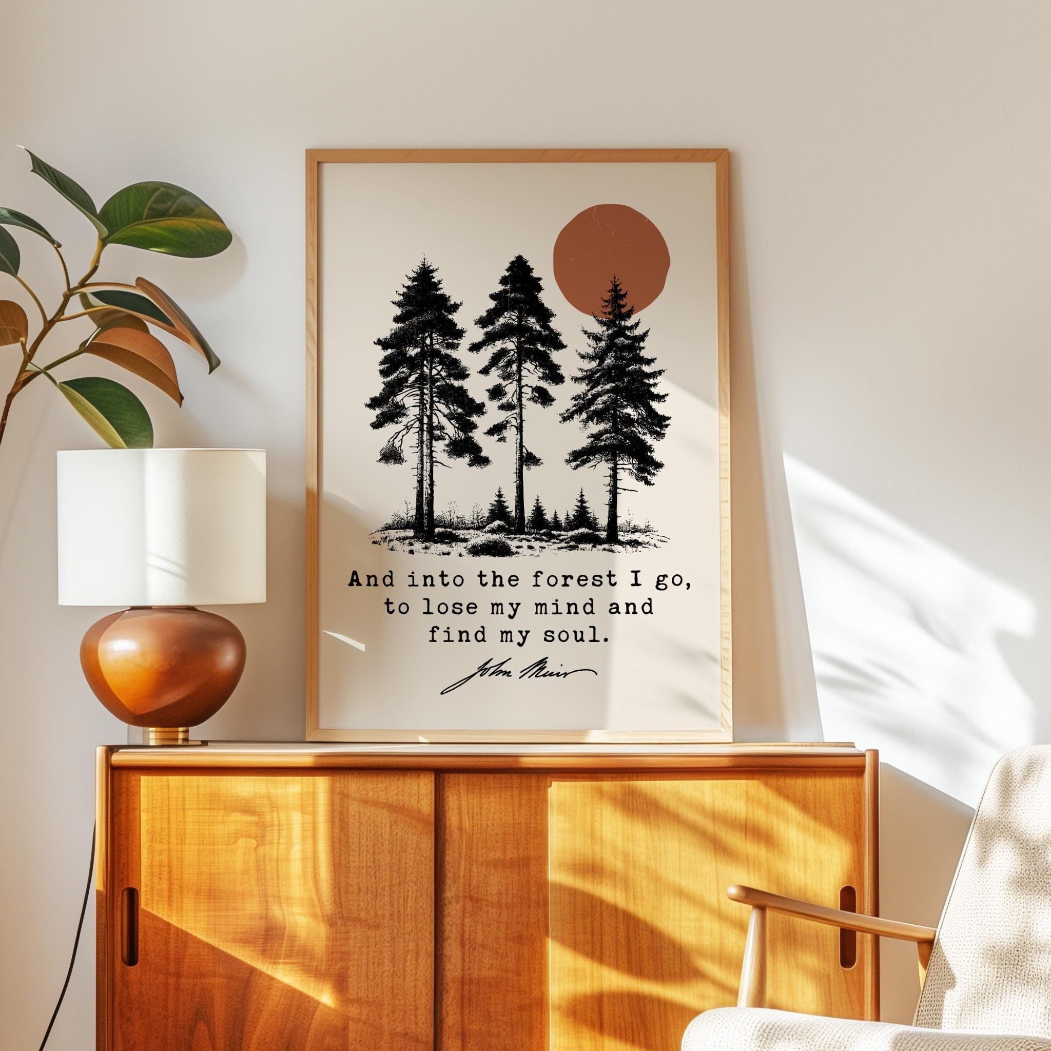 Into the Forest I Go Print, John Muir Quote, Nature Lover Typography Art, Hiking Decor