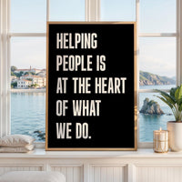 Motivational Office Wall Art, Helping People Quote Print, Minimalist Typography, Business Decor