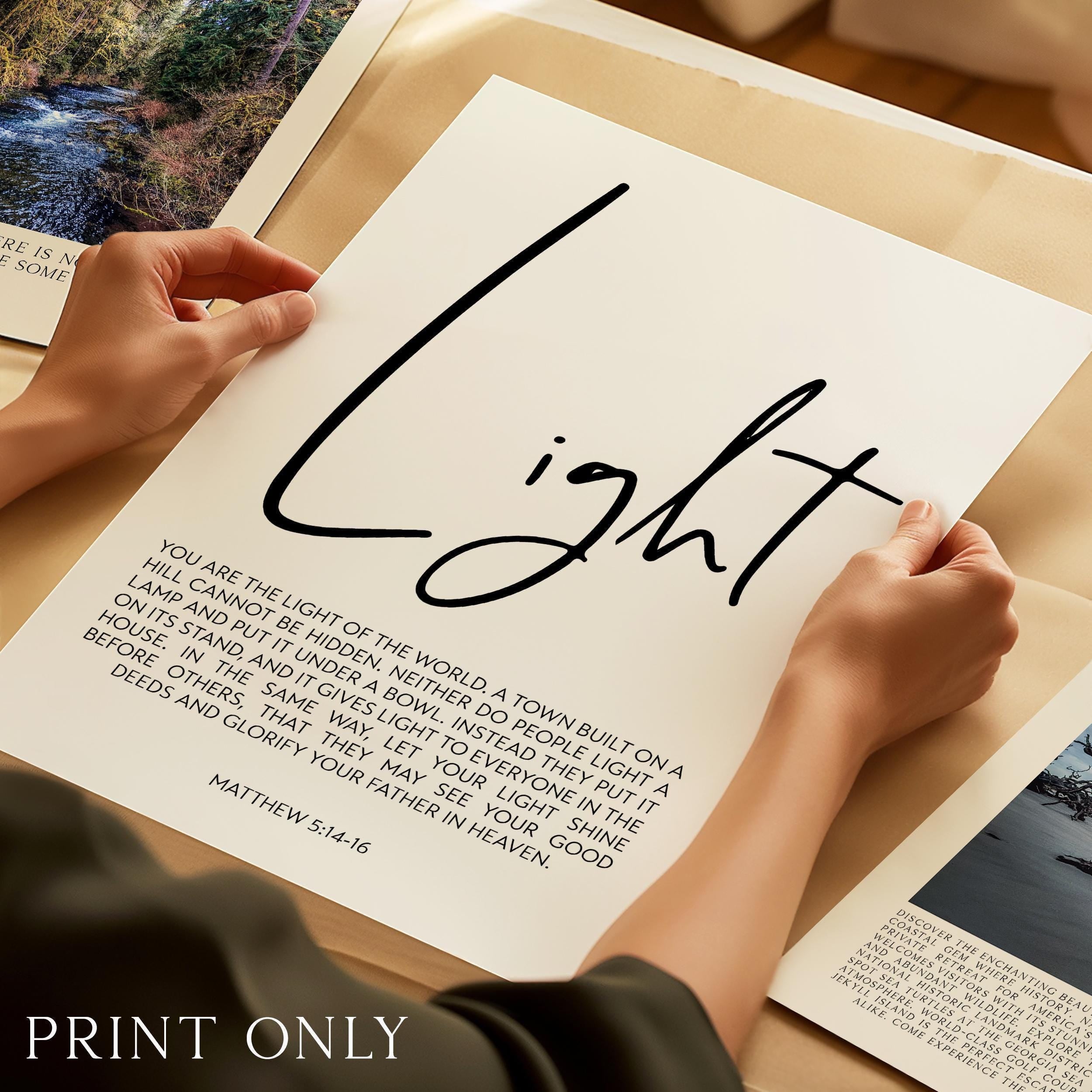 Matthew 5:14-16 Light Art Print, Christian Bible Verse Scripture