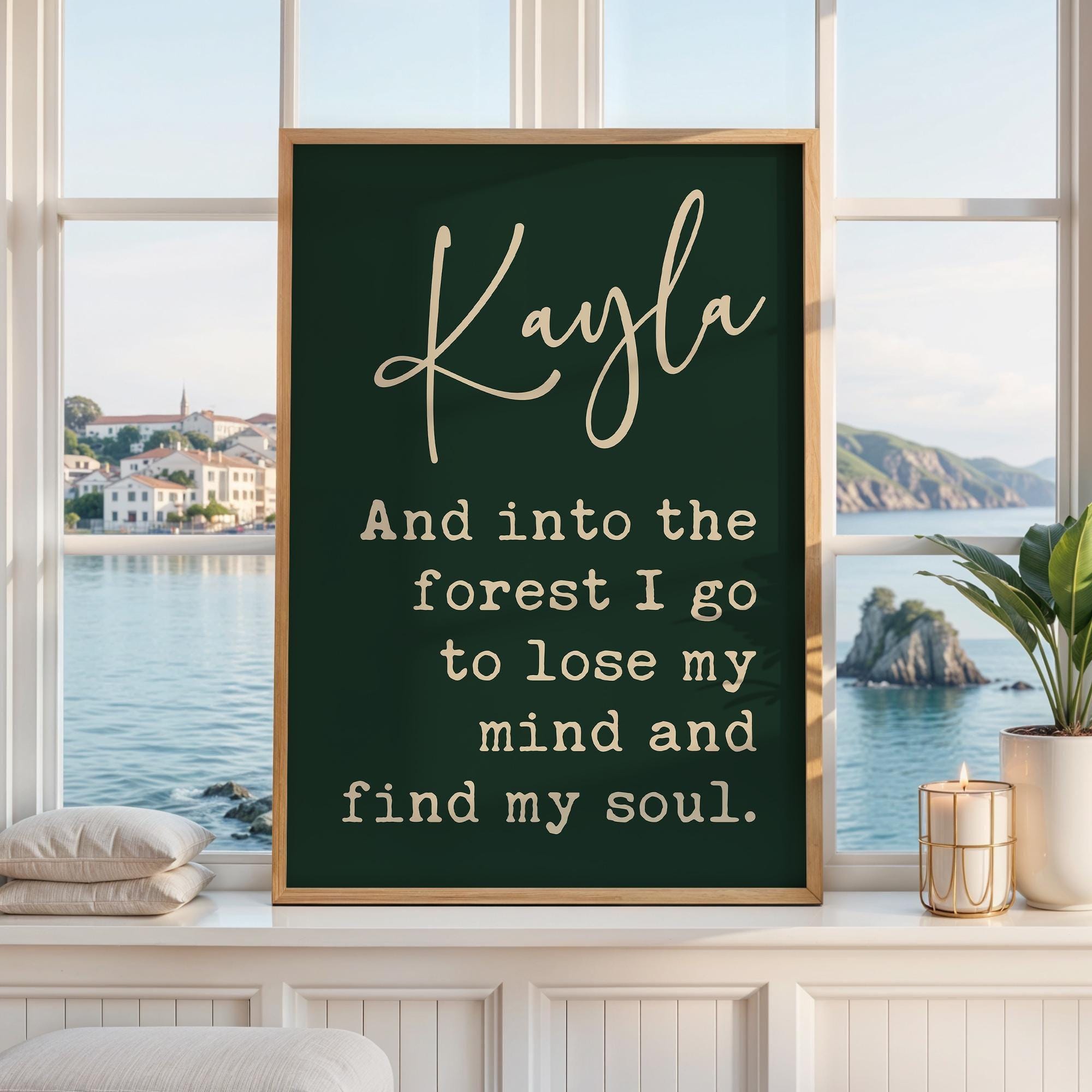 And Into The Forest I Go, John Muir Quote, Personalized Typography Art Print