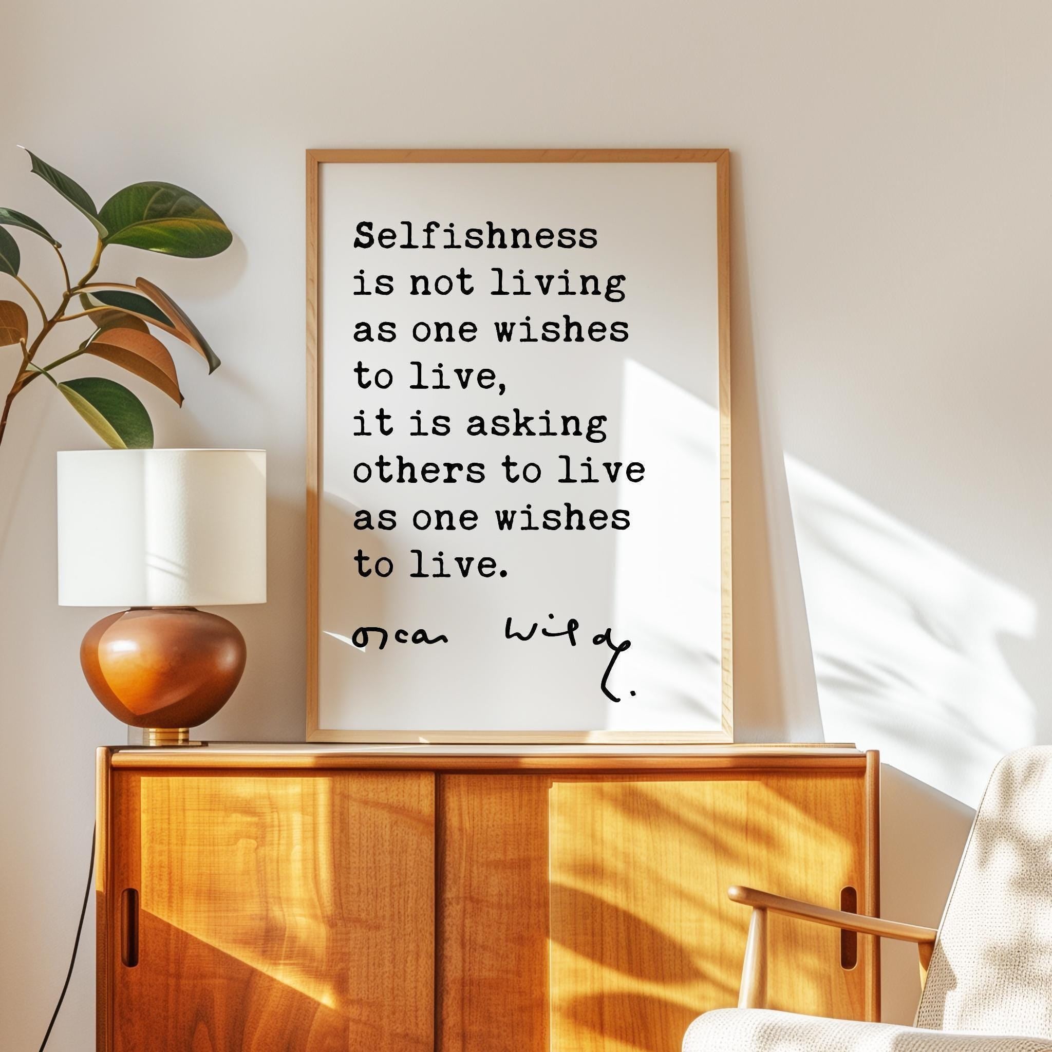 Oscar Wilde Quote Print, Selfishness Wall Art, Literary Typography, Book Lover Gift