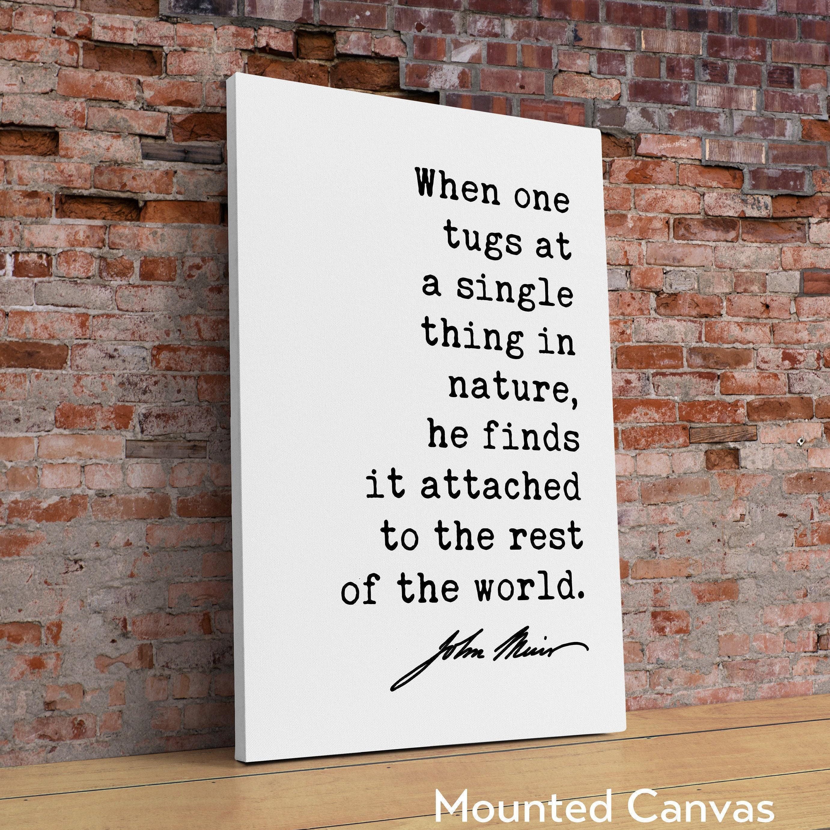 When one tugs at a single thing in nature, he finds it attached to the rest of the world. John Muir Quote Typography Art Print