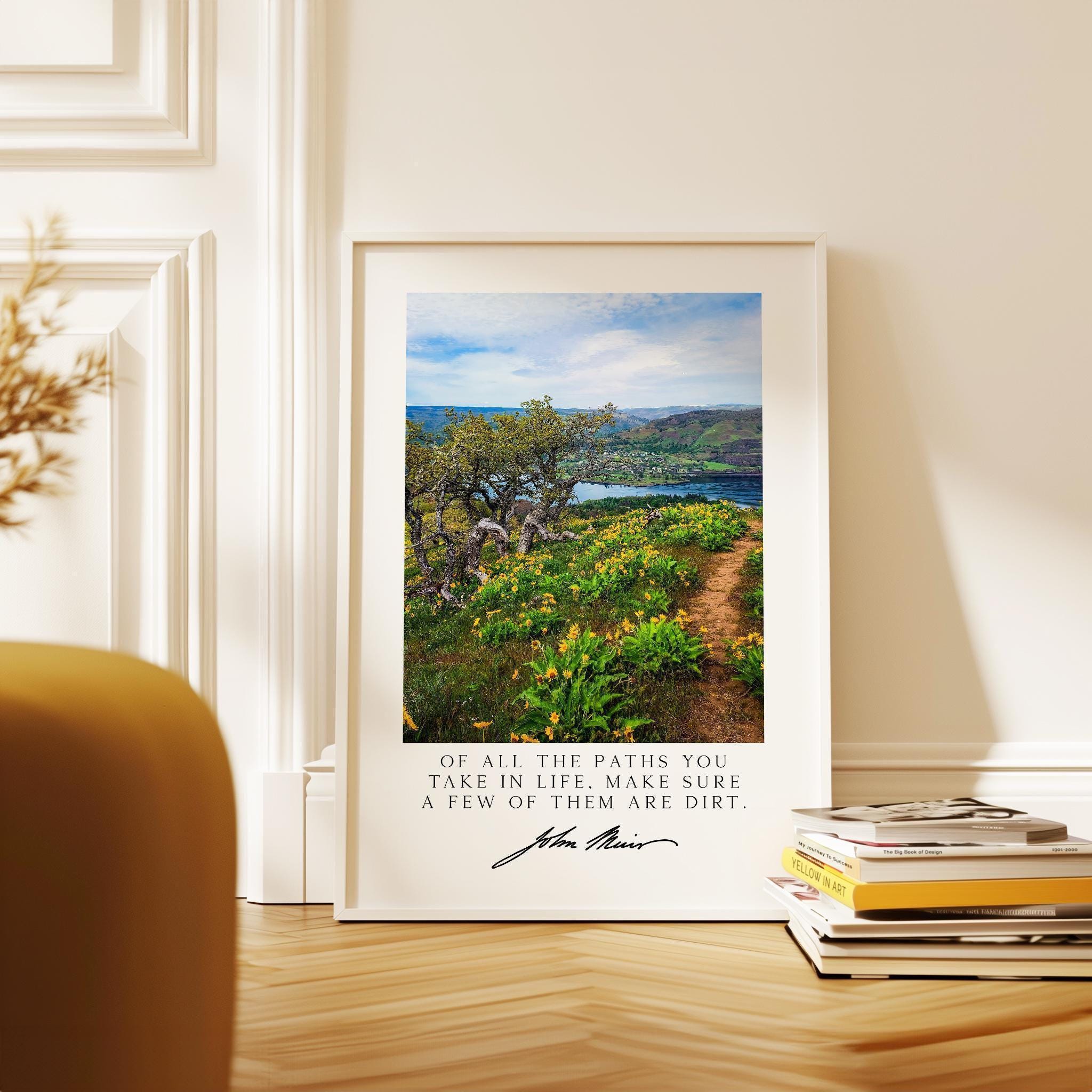 John Muir Quote Wall Art, Of All the Paths You Take in Life Photography Print, Tom McCall Point Trail Oregon Nature Décor