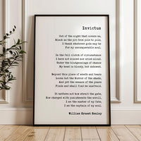 Invictus by William Henley Poem Art Print, I am the master of my fate: Literary Prints (1888)