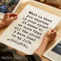 Walt Whitman Quote Print, What Is That You Express, Literary Wall Art, Minimalist Typography