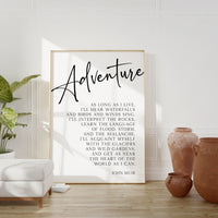John Muir Quote, As Long As I Live - Typography Wall Art - Adventure - Nature Lover - Gift - Conservationist - Environmentalist - Hiker