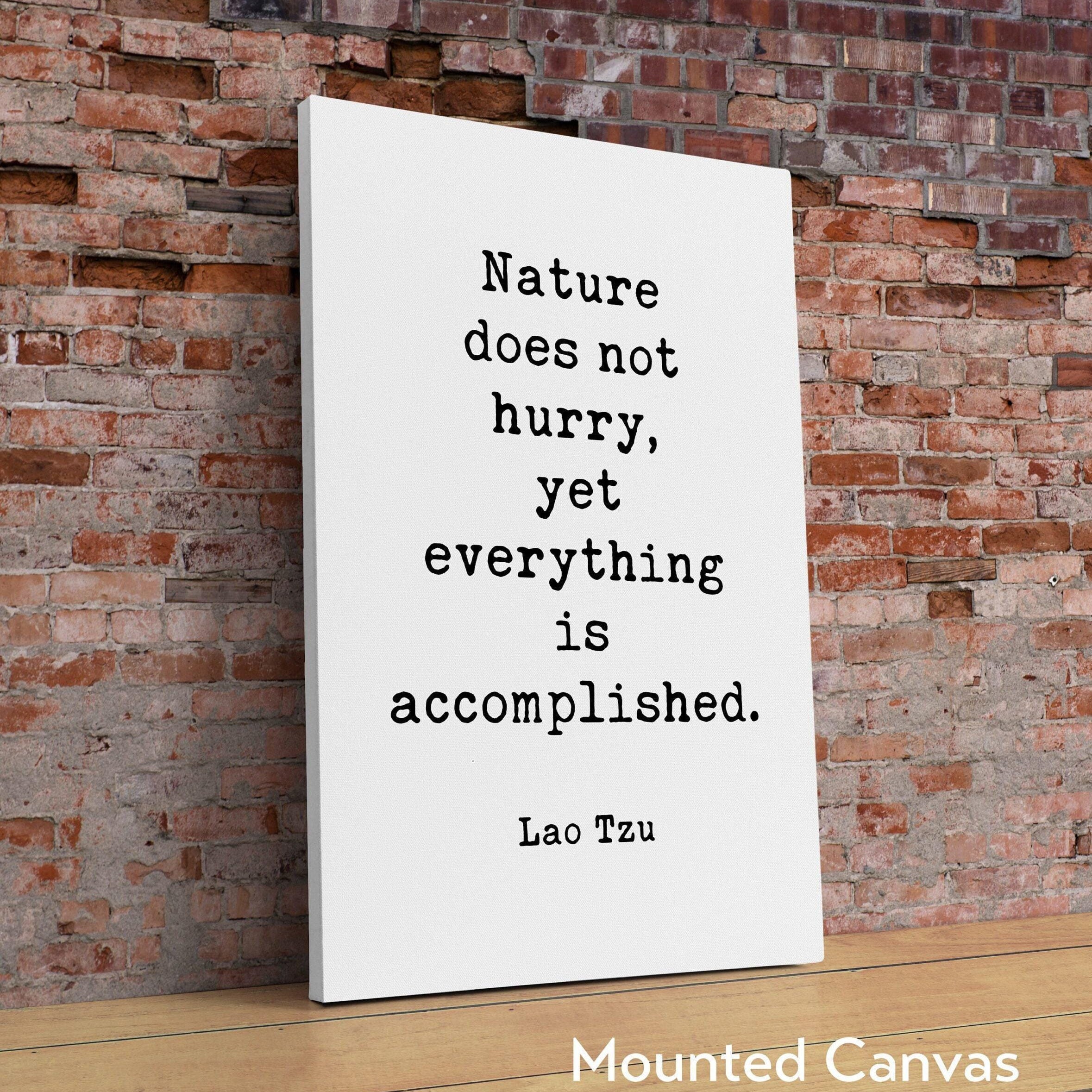 Lao Tzu Quote, Nature does not hurry, yet everything is accomplished. Typography Art Print