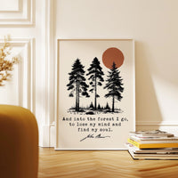 Into the Forest I Go Print, John Muir Quote, Nature Lover Typography Art, Hiking Decor