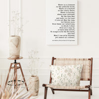Lord Byron Quote, There is a pleasure in the pathless woods. Low Profile Mounted Canvas Typography Art Print (1818)