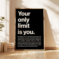 Your Only Limit Is You Print, Motivational, Inspirational, Office Decor, Gym Art, Entrepreneur Gift