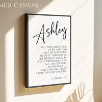 But The Lord Stood At My Side, 2 Timothy 4:17, Personalized Typography Art Print