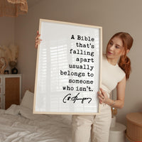 A Bible that’s falling apart usually belongs to someone who isn’t. Charles Spurgeon Quote, Typography Art Print