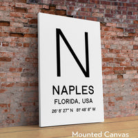 Naples, Florida with GPS Coordinates Minimalist Art Print