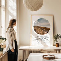 Live in the sunshine, swim the sea, drink the wild air., Ralph Waldo Emerson Quote, Oregon Coast, Typography Art Print (1860)