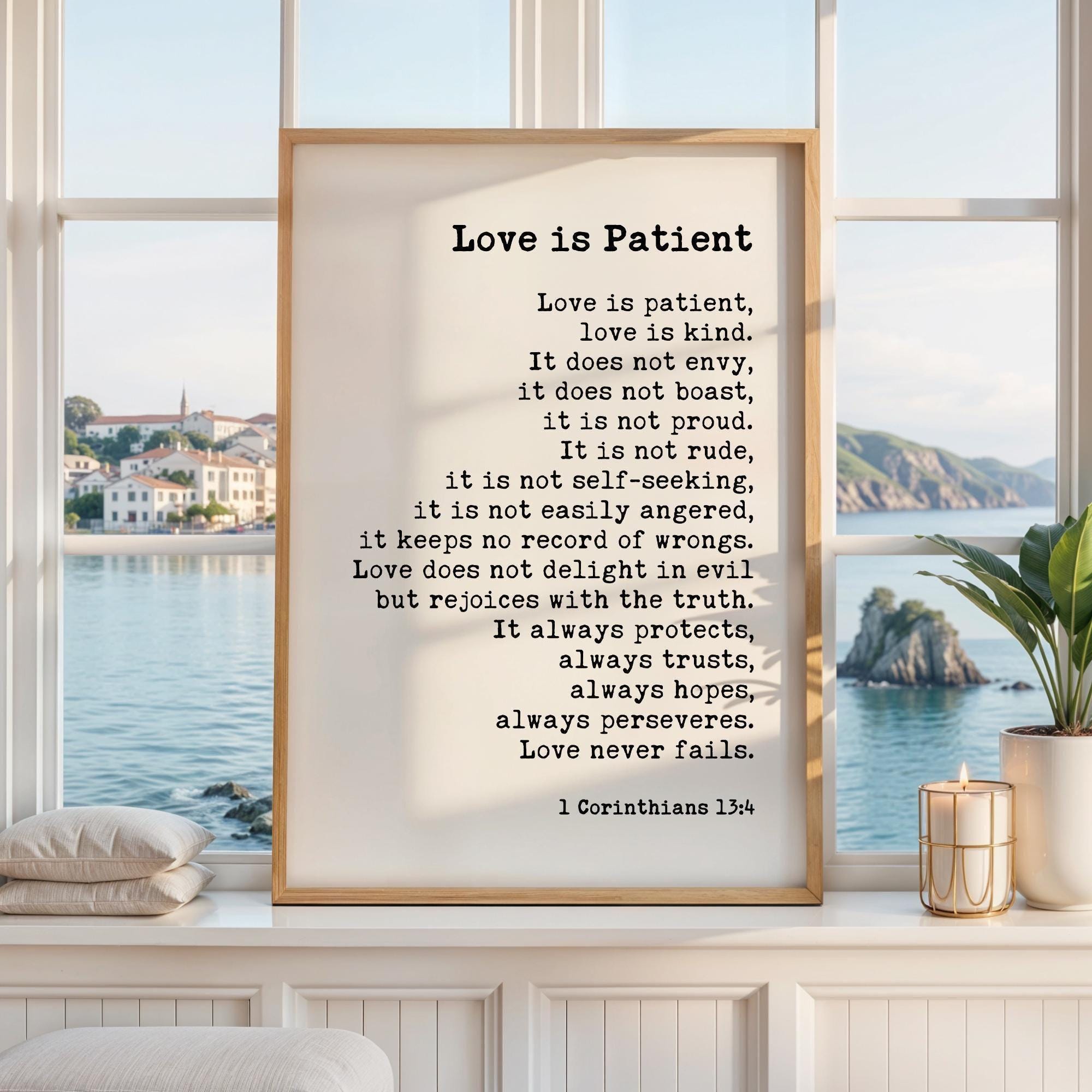 Love is Patient, is Kind, 1 Corinthians 13:4-8 Art Print, Wedding Gift