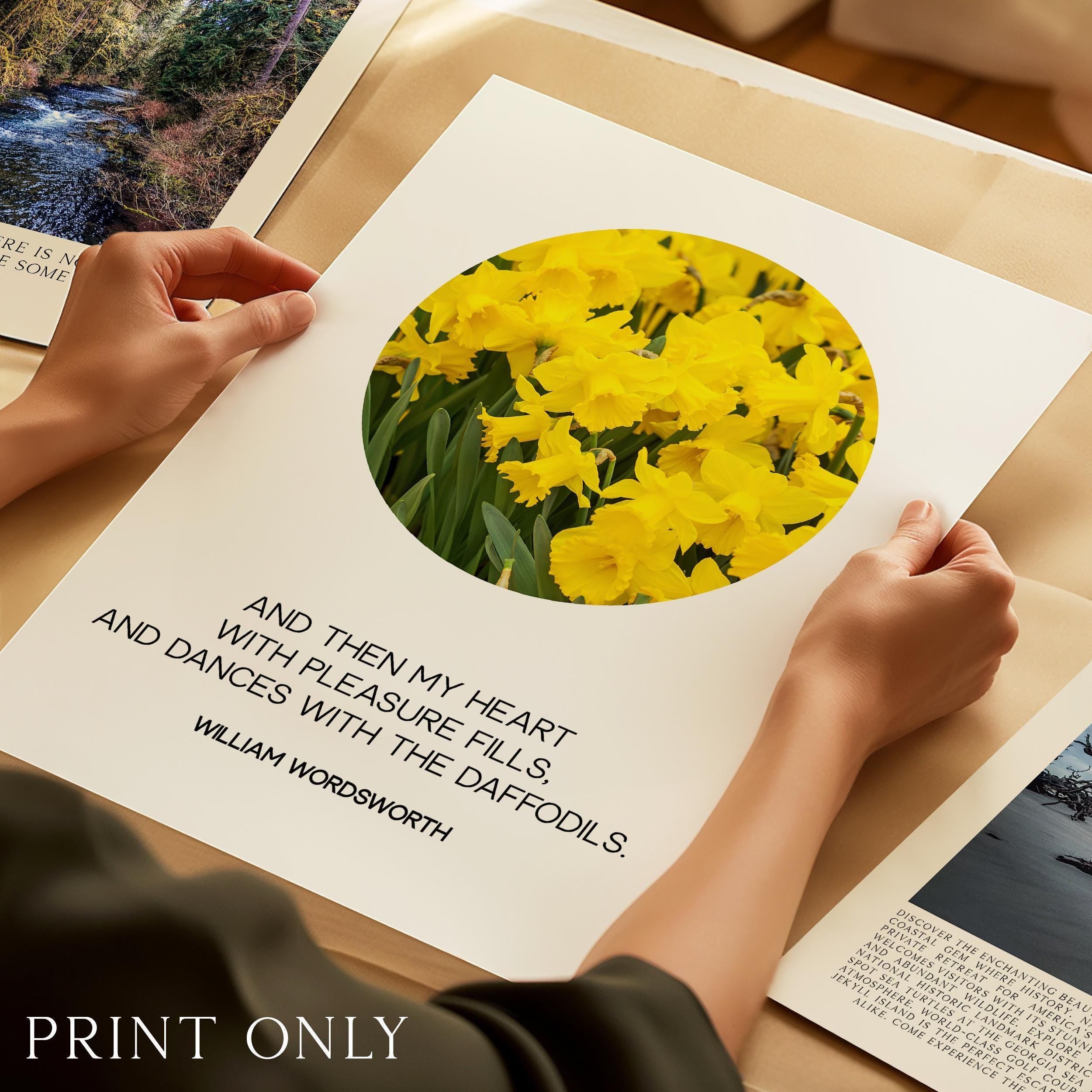 And Then My Heart With Pleasure Fills, William Wordsworth Quote, Daffodils Typography Art Print