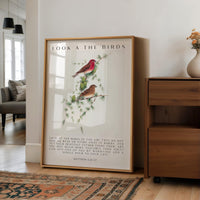 Matthew 6:26-27 Bible Verse Print – Look at the Birds Scripture Wall Art