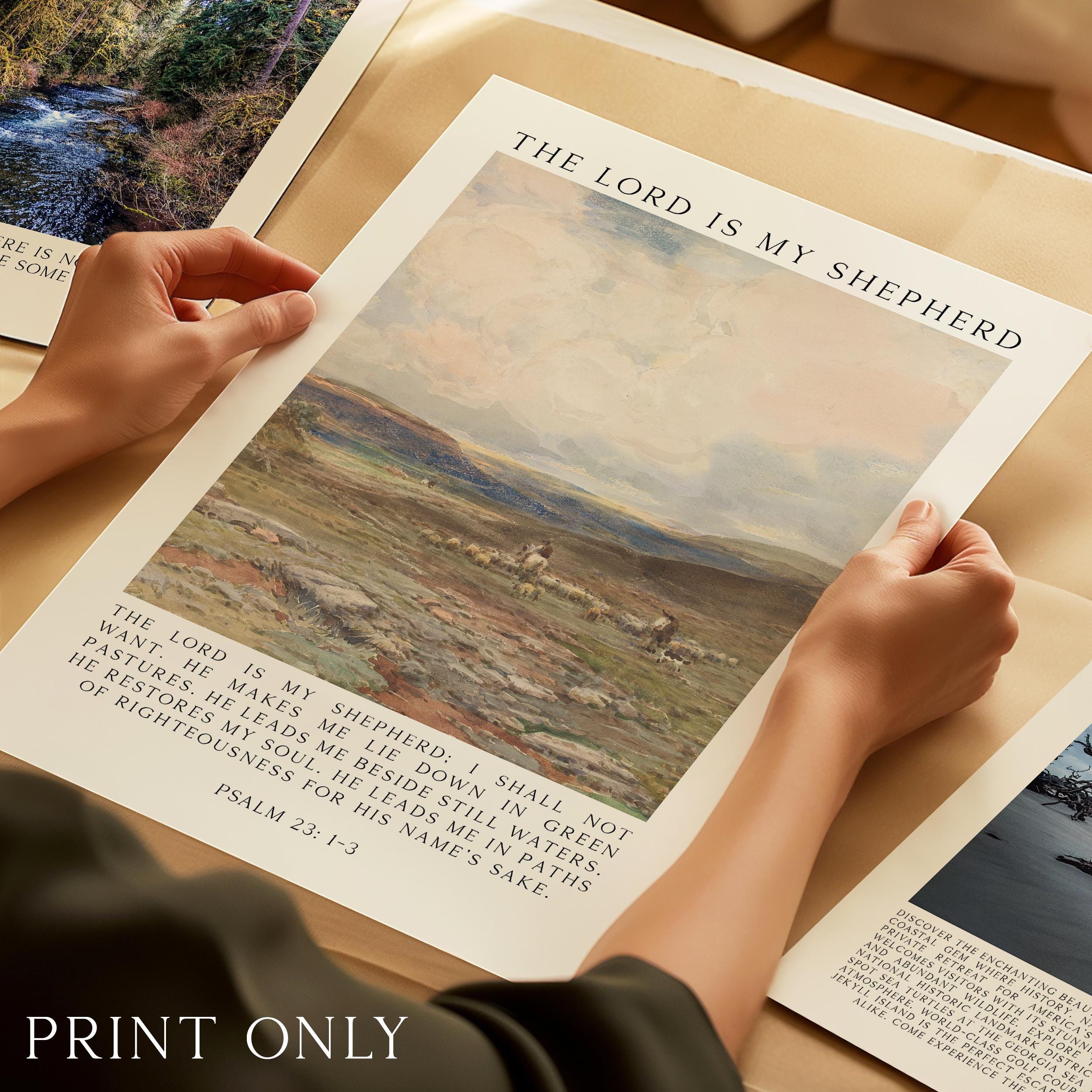 The Lord Is My Shepherd Psalm 23 Art Print – Christian Typography Wall Art