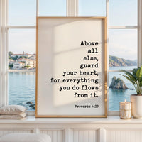 Proverbs 4:23 Art Print, Guard Your Heart Bible Verse Decor, Inspirational Christian Gift