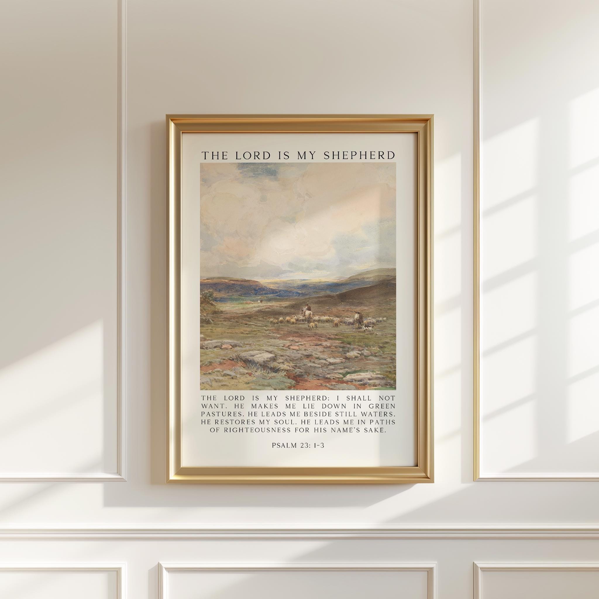The Lord Is My Shepherd Psalm 23 Art Print – Christian Typography Wall Art