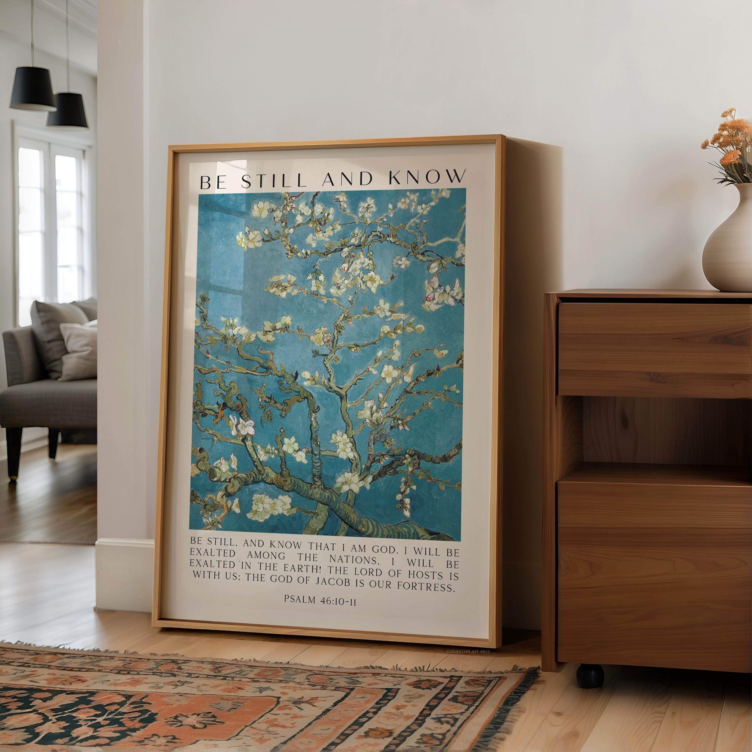 Be Still and Know Art Print, Vincent van Gogh Almond Blossom, Psalm 46 Bible Verse
