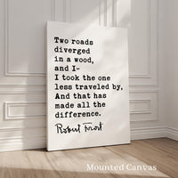 The Road Less Traveled Print, Robert Frost Quote, The Road Not Taken, Wall Art, Minimalist Decor