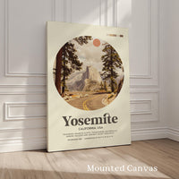 Yosemite National Park Print, Mid Century Travel Poster - California Wall Art - Mountain Landscape Decor