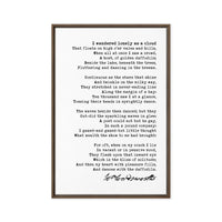I Wandered Lonely as a Cloud Poem by William Wordsworth Framed Canvas Art (1804)