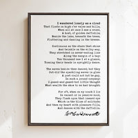 I Wandered Lonely as a Cloud Poem by William Wordsworth Framed Canvas Art (1804)
