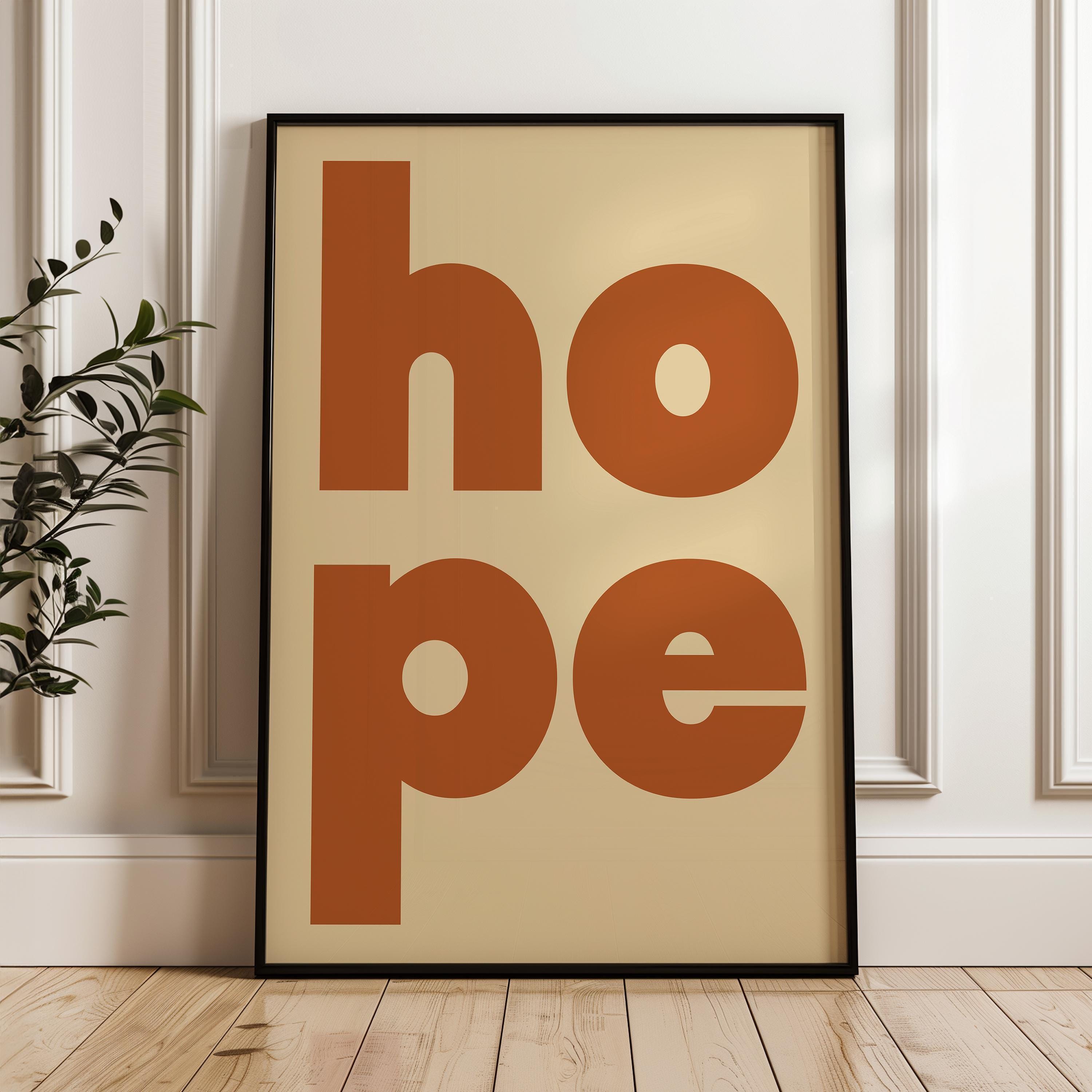 Hope Typography Art Print, Mid•Century Modern, Good Vibes, Modern, Optimism, Inspirational • Gift Idea