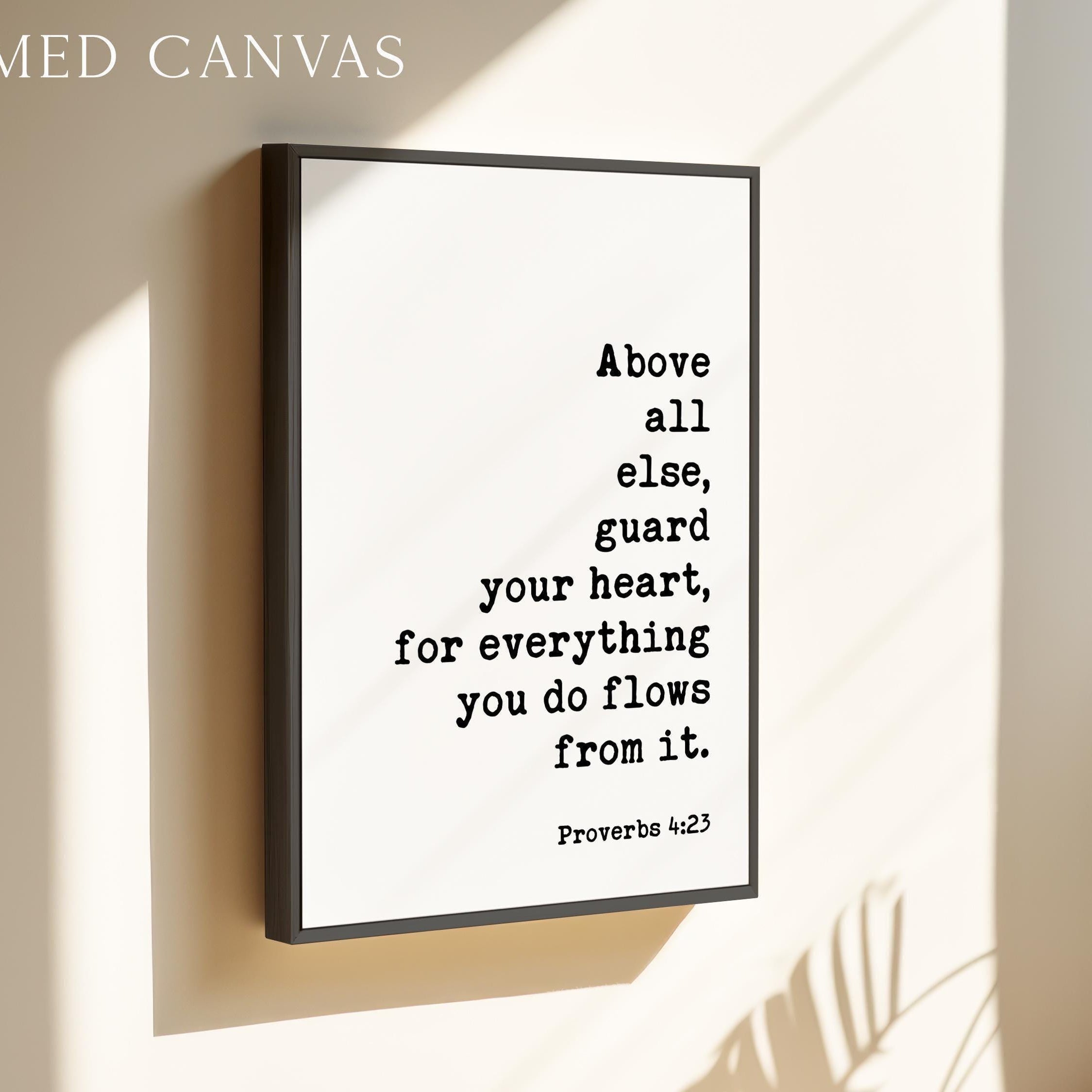 Proverbs 4:23 Art Print, Guard Your Heart Bible Verse Decor, Inspirational Christian Gift