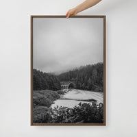 Cape Creek Bridge from Heceta Head, Oregon Coast, Framed Canvas, Black and White Photography