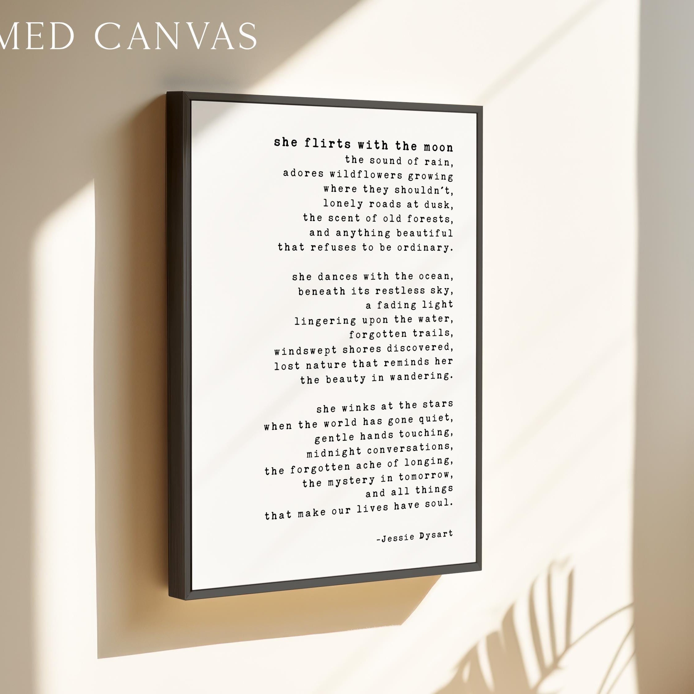 She Flirts With the Moon Literary Print, Poetry Art, Jessie Dysart Poem, Nature Lover Gift